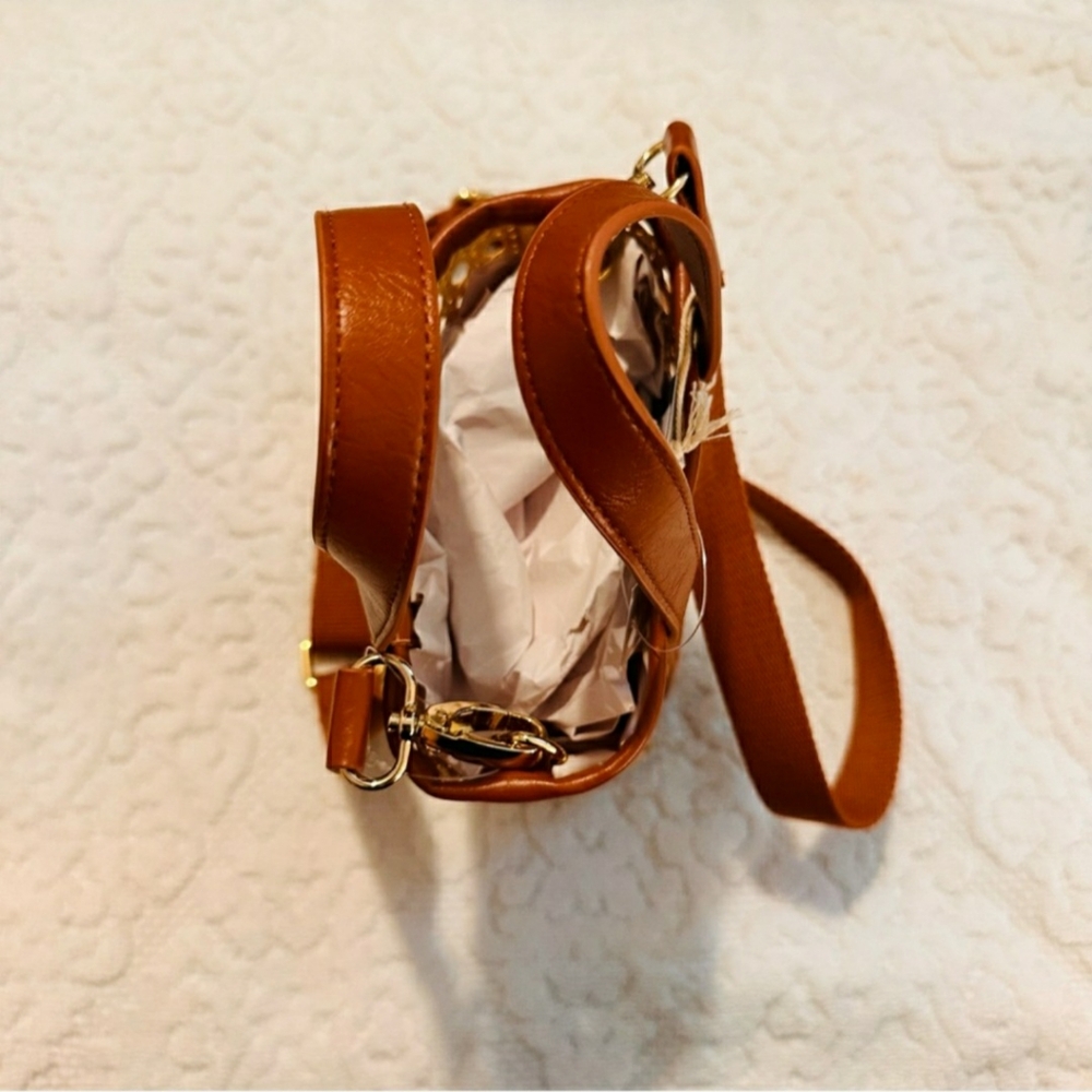 Brown and Tan Woven Mini Tote Bag - Picture 7 of 9